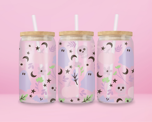 Pastel Spooky Vibes Glass Tumbler 🌸👻