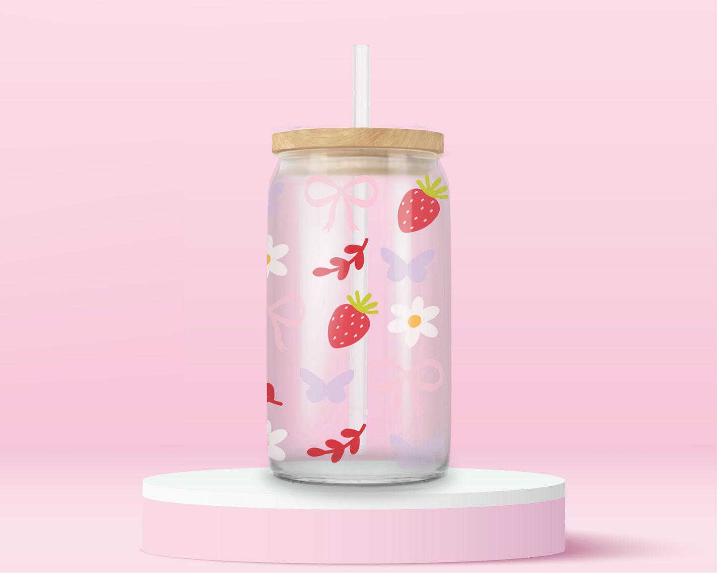 Flutter & Bows Glass Tumbler 🦋🎀