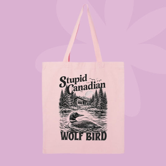 Stupid Canadian Wolf Bird Tote Bag 🏒🪶