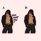 Illustrated tattooed masked man in a black hoodie sticker, available with or without the phrase “Who Hurt You?”