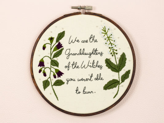 We Are The Grand Daughters- Witch Aesthetic Embroidery - Witchy Quotes