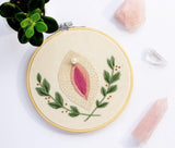 Yoni Greenery Embroidery - The Femme Bohemian - The Femme Bohemian